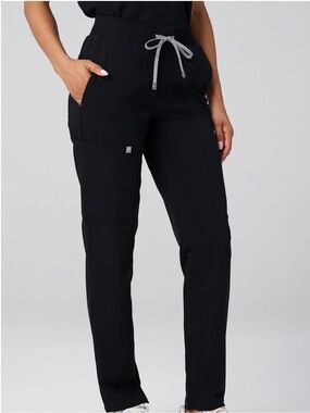 Fabletics Black Track Joggers with Gray Drawstring